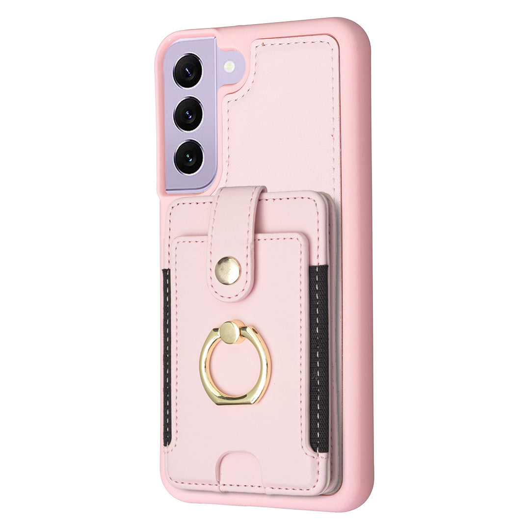 BF27 For Samsung Galaxy S21 FE 5G Ring Kickstand Case PU Leather TPU Back Cover with Card Holder BF27 For Samsung Galaxy S21 FE 5G Ring Kickstand Case PU Leather TPU Back Cover with Card Holder